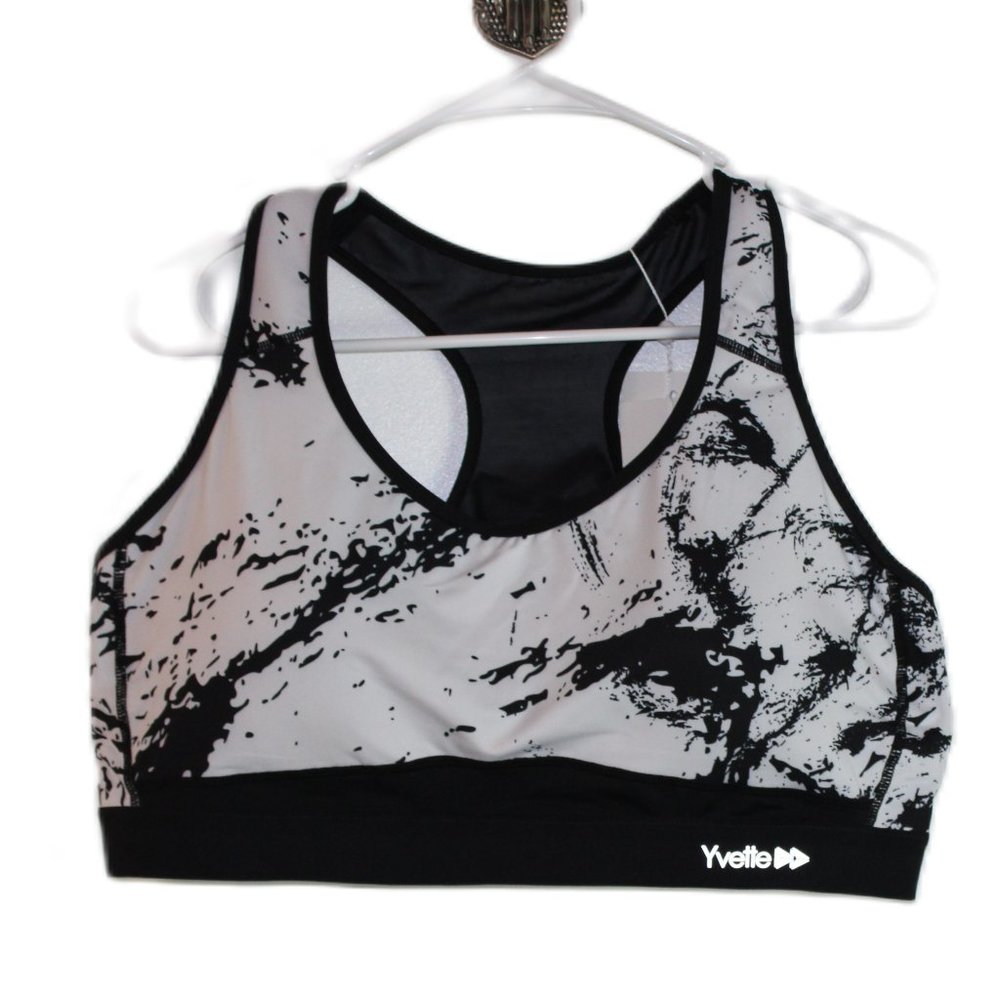 Yvette Workout Bra Black/White  Size 3x 44(D-F)